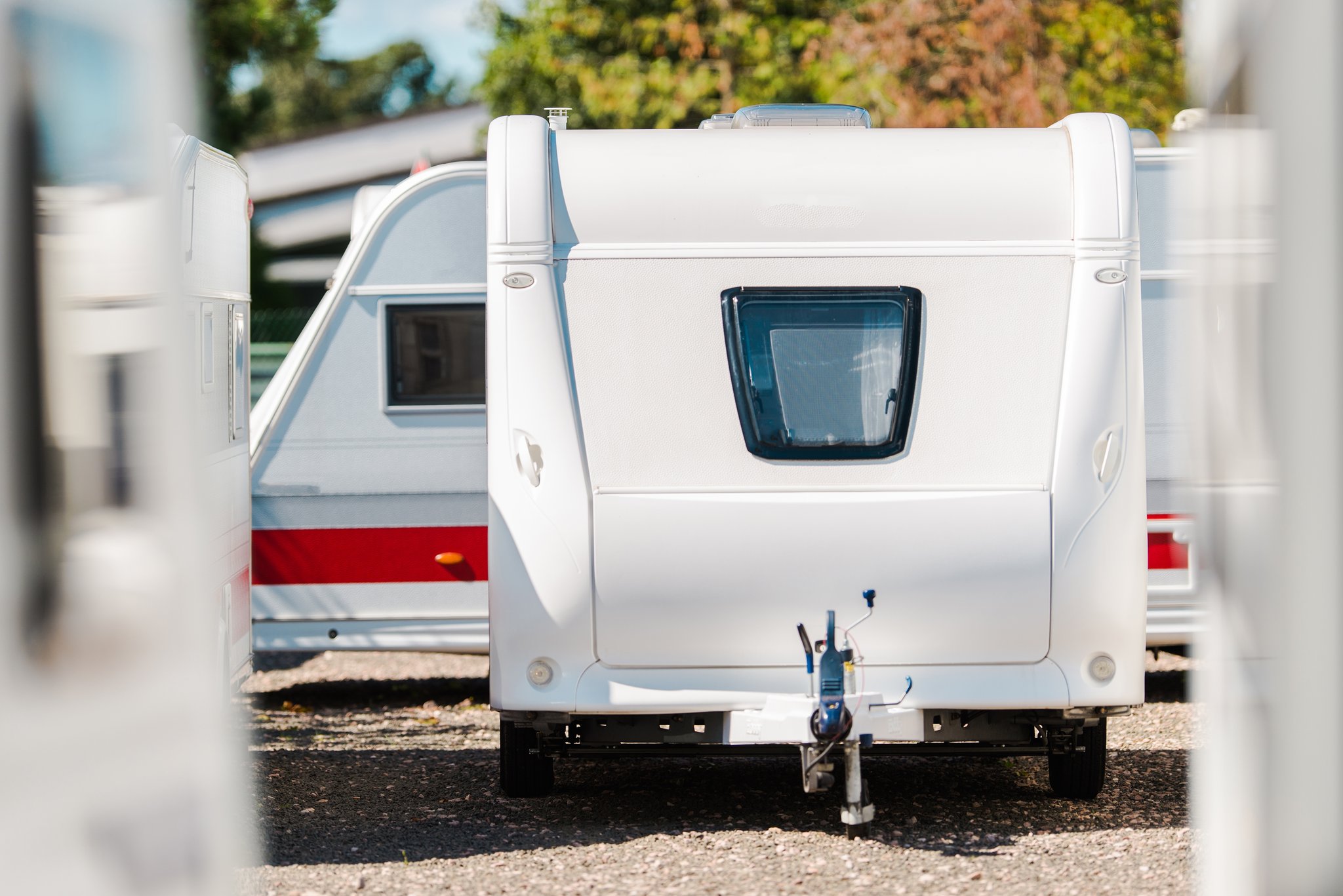 Photo of caravan from behind 